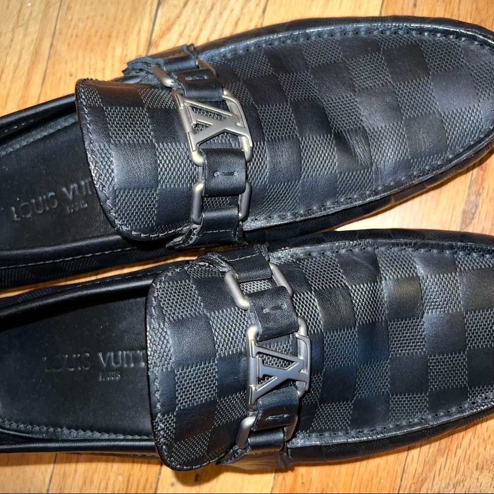 LOUIS VUITTON MENS LOAFERS LV LOGO INFINITE DAMIER SHOES - Picture 5 of 12
